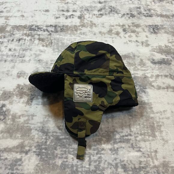 Authentic Bape 2000's Green Camo Fur Hat - Picture 1 of 7